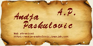 Anđa Paskulović vizit kartica